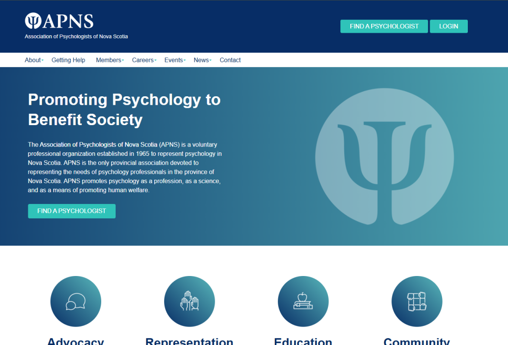 screenshot of the APNS website homepage