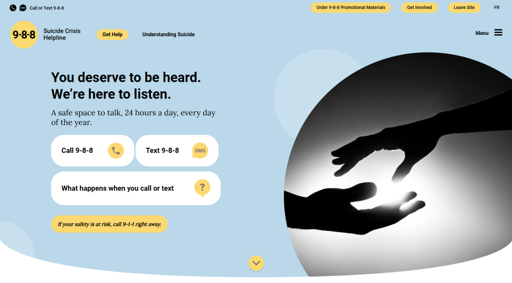 Screenshot of Crisis service canada