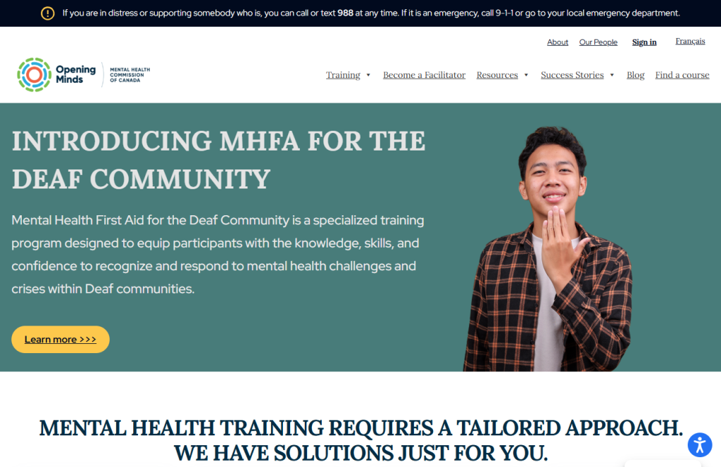 Screenshot of the Mental Health Commission of Canada website.