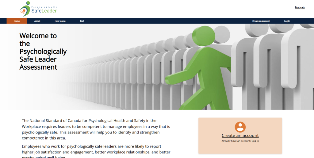 Screenshot of psychologically safe leader website.