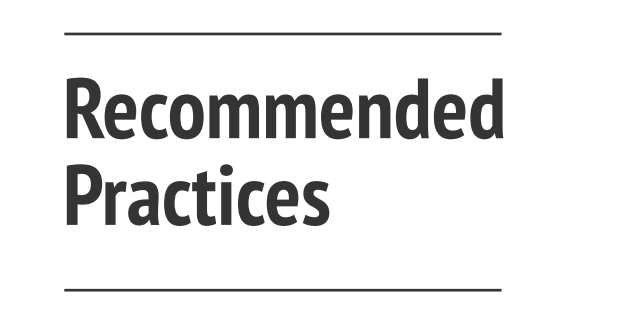 Screenshot of the Recommended practices resource
