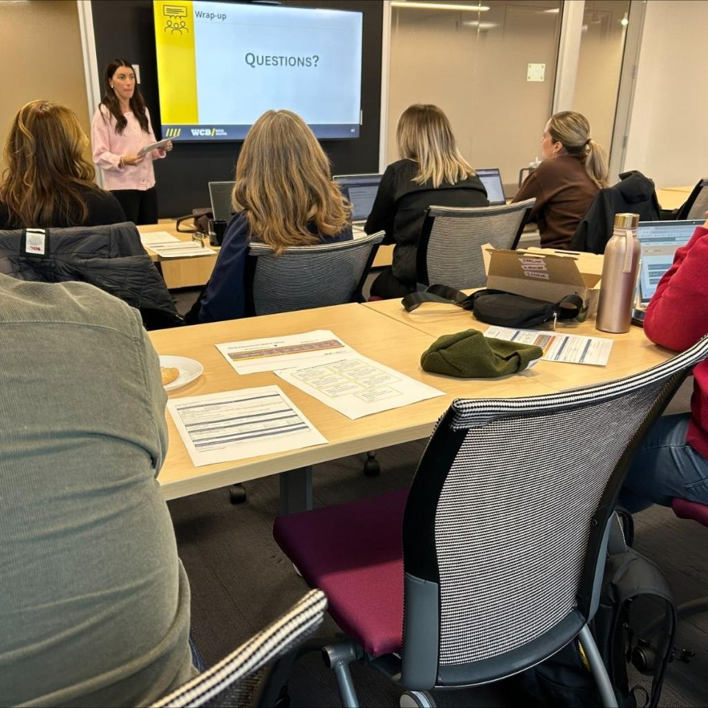 WCB staff being trained on Work-Connected Recovery.