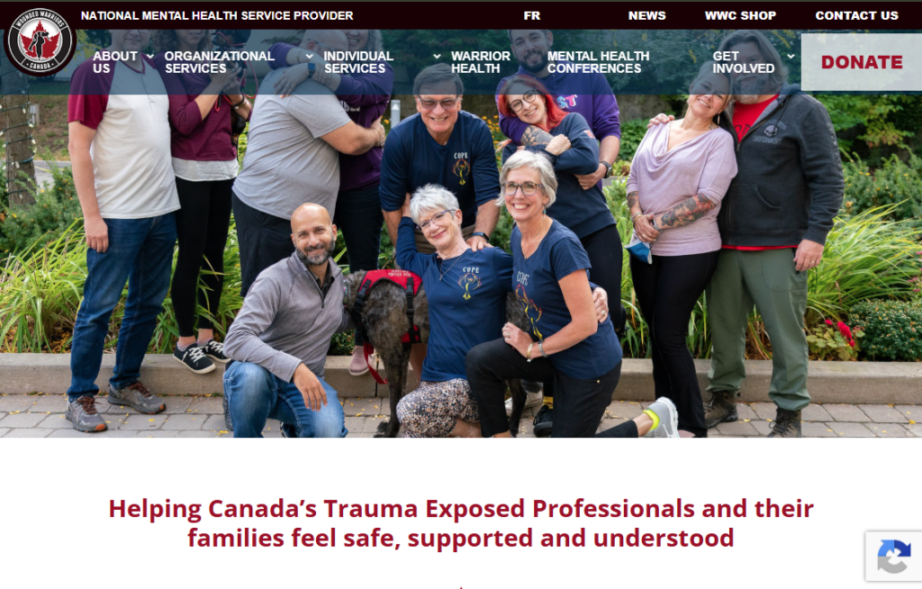 Screenshort of the Wounded Warrior Canada website
