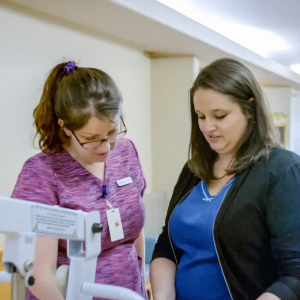 Healthcare workers with equipment