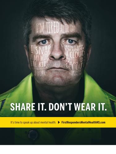 Photograph of a paramedic looking tense. White text covers his face, listing frustrations about work, marriage, children, exhaustion, and feeling overwhelmed, conveying stress reaching a breaking point.
