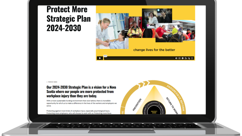 A webpage open on a laptop displaying the elements of Strategic plan website.