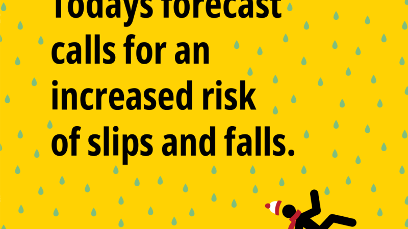 Todays forecast calls for an increased risk of slips and falls.