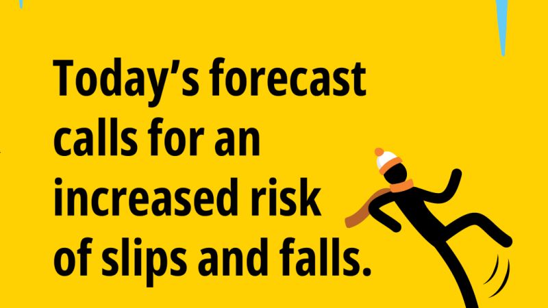 Today's forecast calls for an increased risk of slips and falls.
