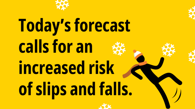 Today's forecast calls for an increased risk of slips and falls.