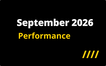An image with black background with text September 2026 performance